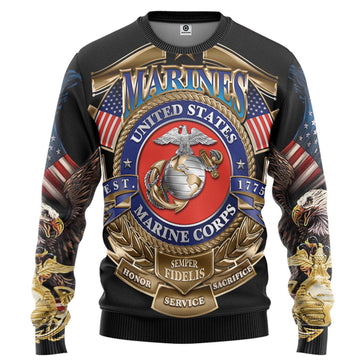 Gearhumans 3D US Marine Corps Veteran Custom Hoodie Tshirt Apparel