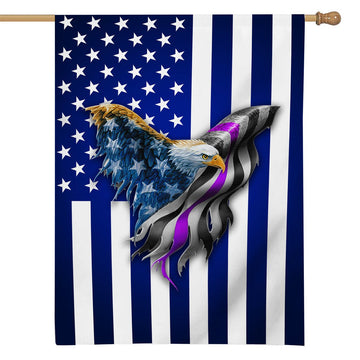 Gearhumans 3D Eagle Thin Purple Line Flag Custom Flag