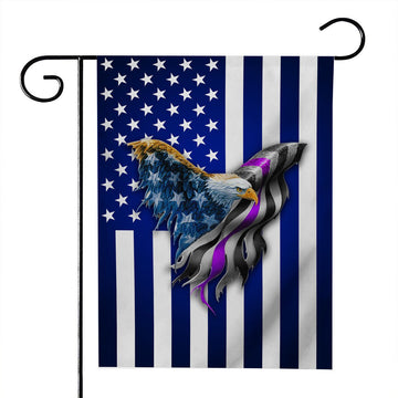 Gearhumans 3D Eagle Thin Purple Line Flag Custom Flag
