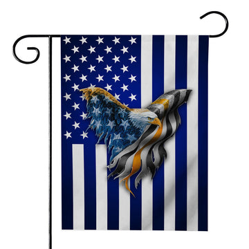 Gearhumans 3D Eagle Thin Orange Line Flag Custom Flag