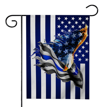Gearhumans 3D Eagle Thin Blue Line Flag Custom Flag