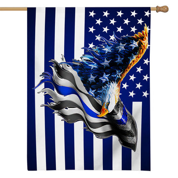 Gearhumans 3D Eagle Thin Blue Line Flag Custom Flag