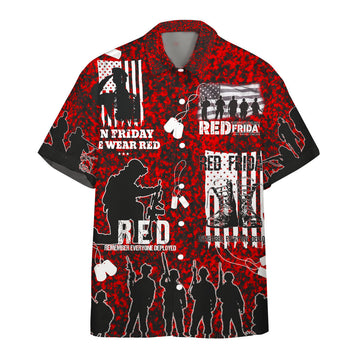 Gearhumans 3D RED Friday Veteran Custom Hawaii Shirt