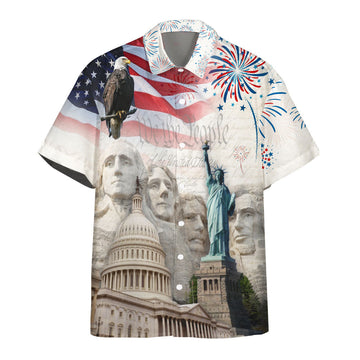 Gearhumans 3D Eagle Mount Rushmore Independence Day Custom Hawaiian Shirt