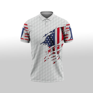 Gearhumans 3D Golf USA Flag Polo Custom Polo Shirt