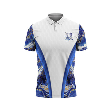 Gearhumans 3D Golfaholic Blue Marble Custom Polo Shirt