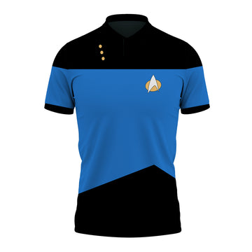 Gearhumans 3D ST The Next Generation Blue Custom Polo Shirt