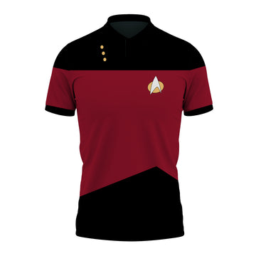 Gearhumans 3D ST The Next Generation Red Custom Polo Shirt