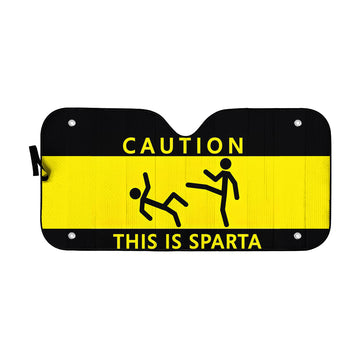 Gearhumans 3D Caution This Is Sparta Auto Sunshade