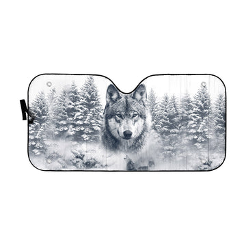 Gearhumans 3D Wolf Snow Car Auto Sunshade