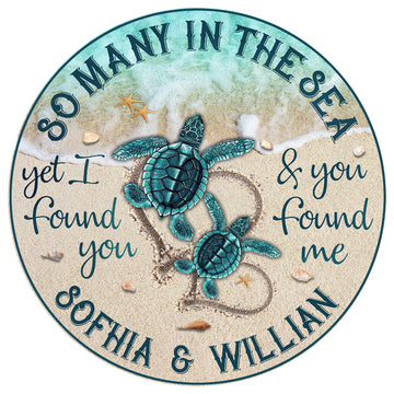 Gearhumans 3D So Many In The Sea Turtle Custom Name Round Rug