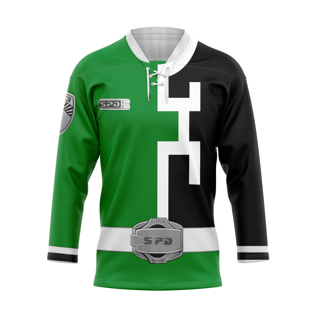 Gearhumans 3D Green Ranger S.P.D Custom Hockey Jersey