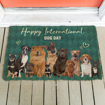 Gearhumans 3D Happy International Dogs Day Custom Doormat