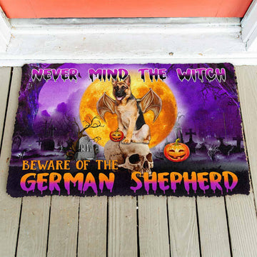 Gearhumans 3D Beware Of Halloween Vampire German Shepherd Custom Doormat