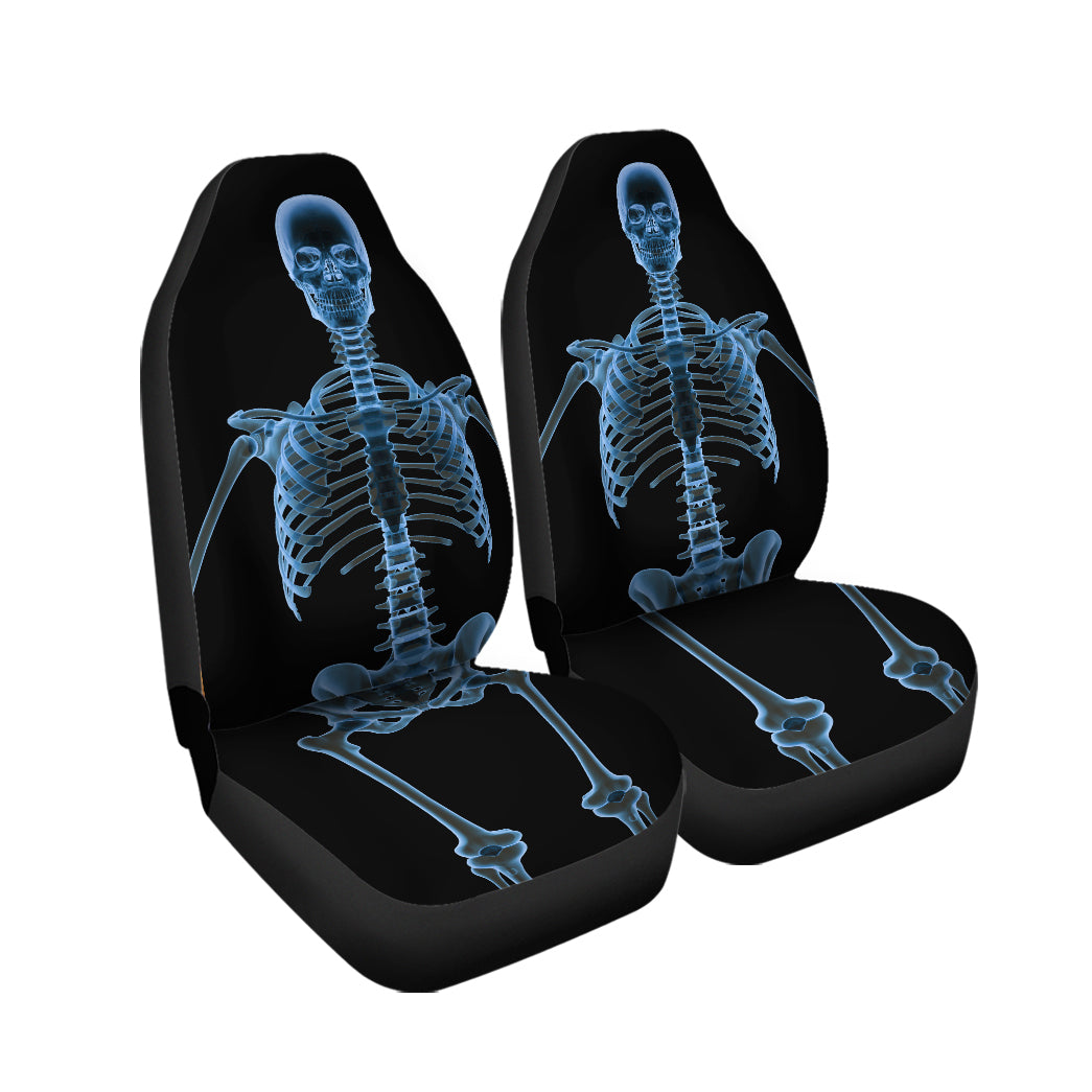 Gearhumans 3D Halloween Skeleton Custom Car Seat Covers