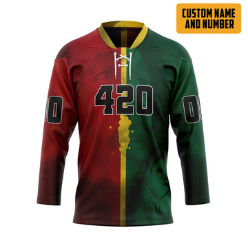 Gearhumans 3D BM Lion 420 Custom Name Custom Number Hockey Jersey