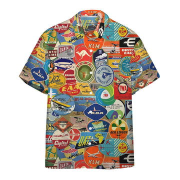 Gearhumans 3D Vntage Airlines Labels Custom Hawaii Shirt