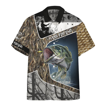 Gearhumans 3D Bass Fishing Skin Camo Custom Short Sleeve Shirt