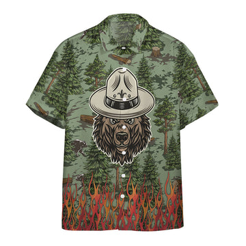 Gearhumans 3D Camping Sheriff Bear Drink Beer Custom Hawaii Shirt