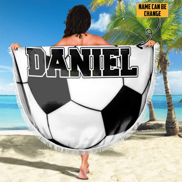 Gearhumans 3D Soccer Ball Custom Name Round Beach