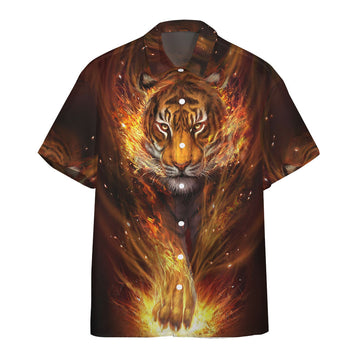 Gearhumans 3D Fire Tiger Custom Hawaii Shirt