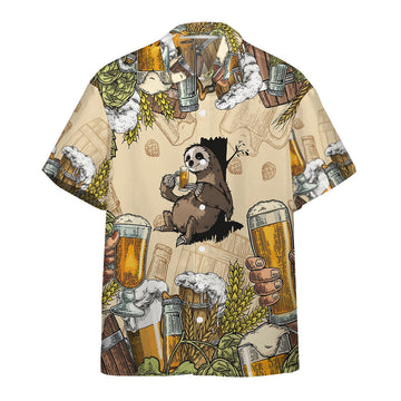 Gearhumans 3D Sloth and Beer Custom Hawaii Shirt
