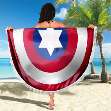 Gearhumans 3D Captain America Shield Custom Round Beach Towel