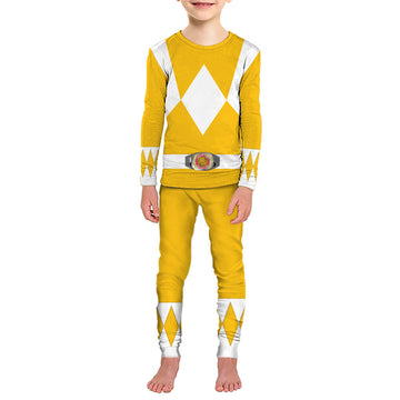 Gearhumans 3D Mighty Morphins Power Ranger Yellow Custom Family Pajamas