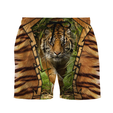 Gearhumans 3D Jungle Tiger Custom Beach Short