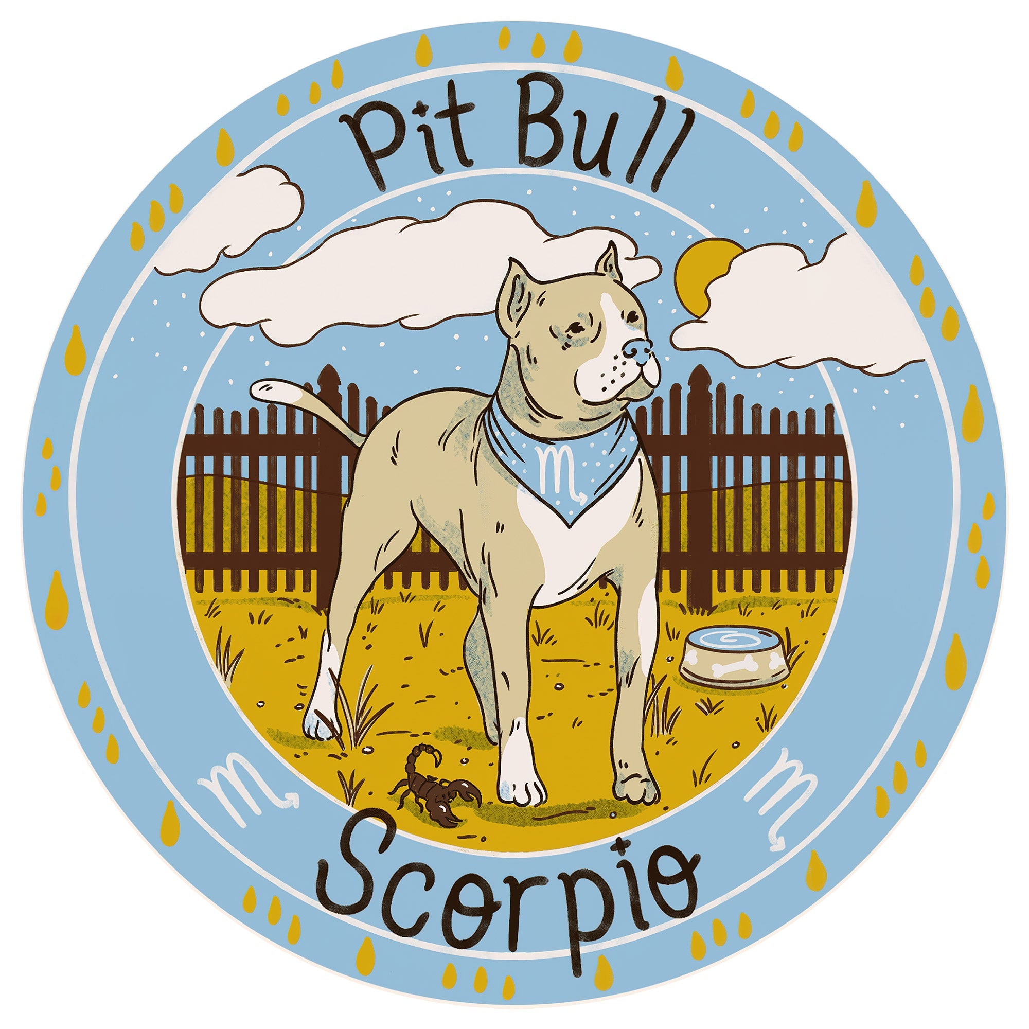 Gearhumans 3D Pit Bull Dog Scorpio Zodiac Sign Custom Round Rug