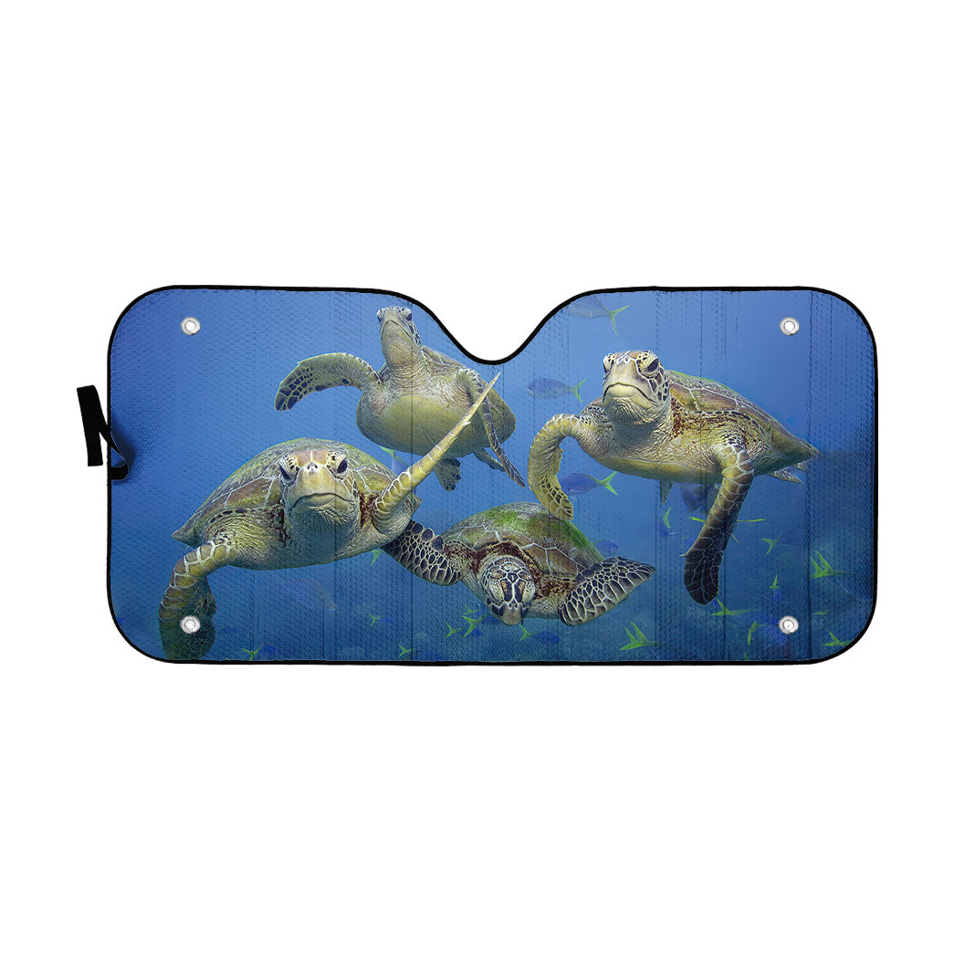 Gearhumans 3D Four Sea Turtles Custom Car Auto Sunshade