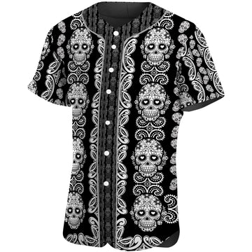 Gearhumans 3D Sugar Skull Pattern Custom Jersey Shirt