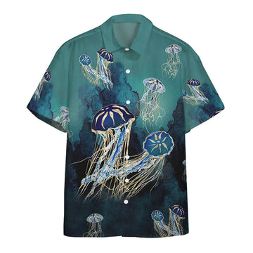 Gearhumans 3D Metallic Jellyfish Custom Hawaii Shirt