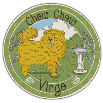 Gearhumans 3D Chow Chow Dog Virgo Zodiac Sign Custom Round Rug