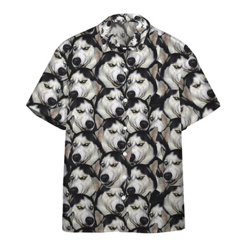 Gearhumans 3D Funny Husky Custom Hawaii Shirt