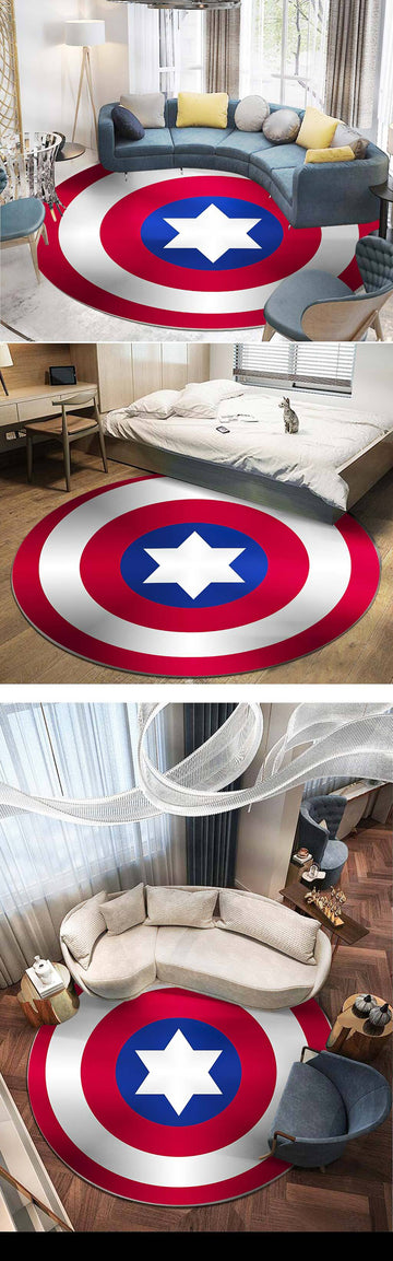 Gearhumans 3D Captain America Shield Custom Round Rug