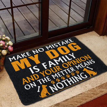 Gearhumans 3D My Dog Is My Family Custom Doormat