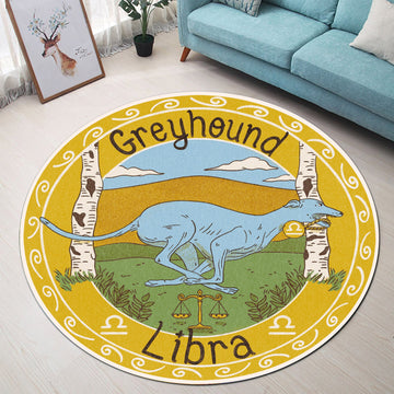 Gearhumans 3D Greyhound Dog Libra Zodiac Sign Custom Round Rug