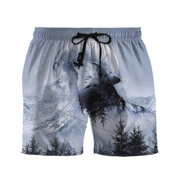 Gearhumans 3D Howl With The Wolf Custom Men Shorts