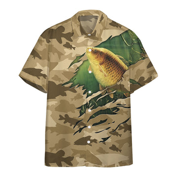 Gearhumans 3D Fishing American Flag Camo Pattern Custom Hawaii Shirt