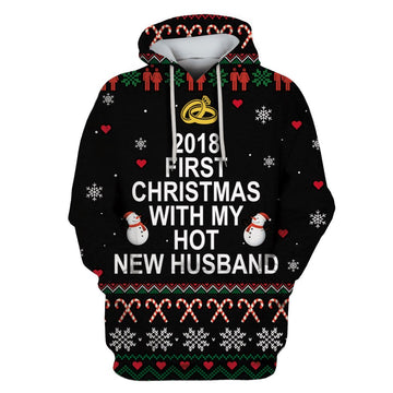 Gearhumans 2018 First Christmas With My Hot New Husband Custom T-shirt - Hoodies Apparel