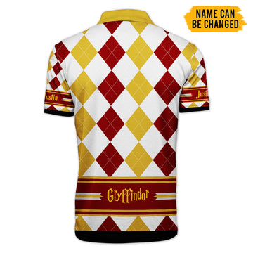 Gearhumans 3D HP Gryffindor Custom Name Polo Shirt