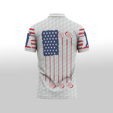 Gearhumans 3D Golf USA Flag Polo Custom Polo Shirt