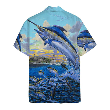 Gearhumans 3D BLue Marlin Custom Hawaii Shirt
