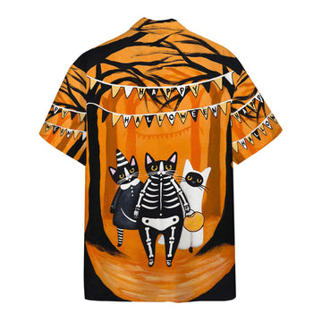 Gearhumans 3D Happy Halloween Black Cats Want Candy Custom Short Sleeves Shirt