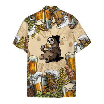 Gearhumans 3D Sloth and Beer Custom Hawaii Shirt