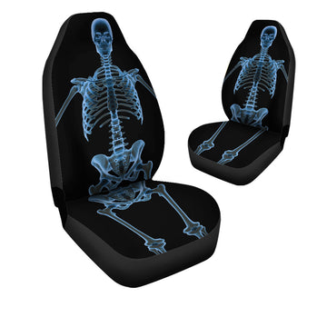 Gearhumans 3D Halloween Skeleton Custom Car Seat Covers