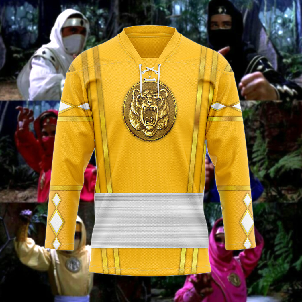 Personalized Sabertooths Yellow Power Rangers Baseball Jersey