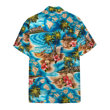 Gearhumans 3D Tropical Island Escape Hawaiian Camp Custom Short Sleeve Shirt