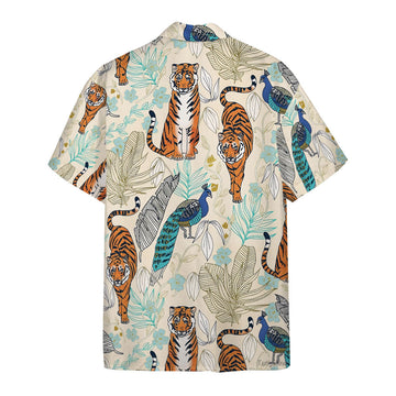 Gearhumans 3D Tiger And Peacock Tropical Custom Hawaii Shirt